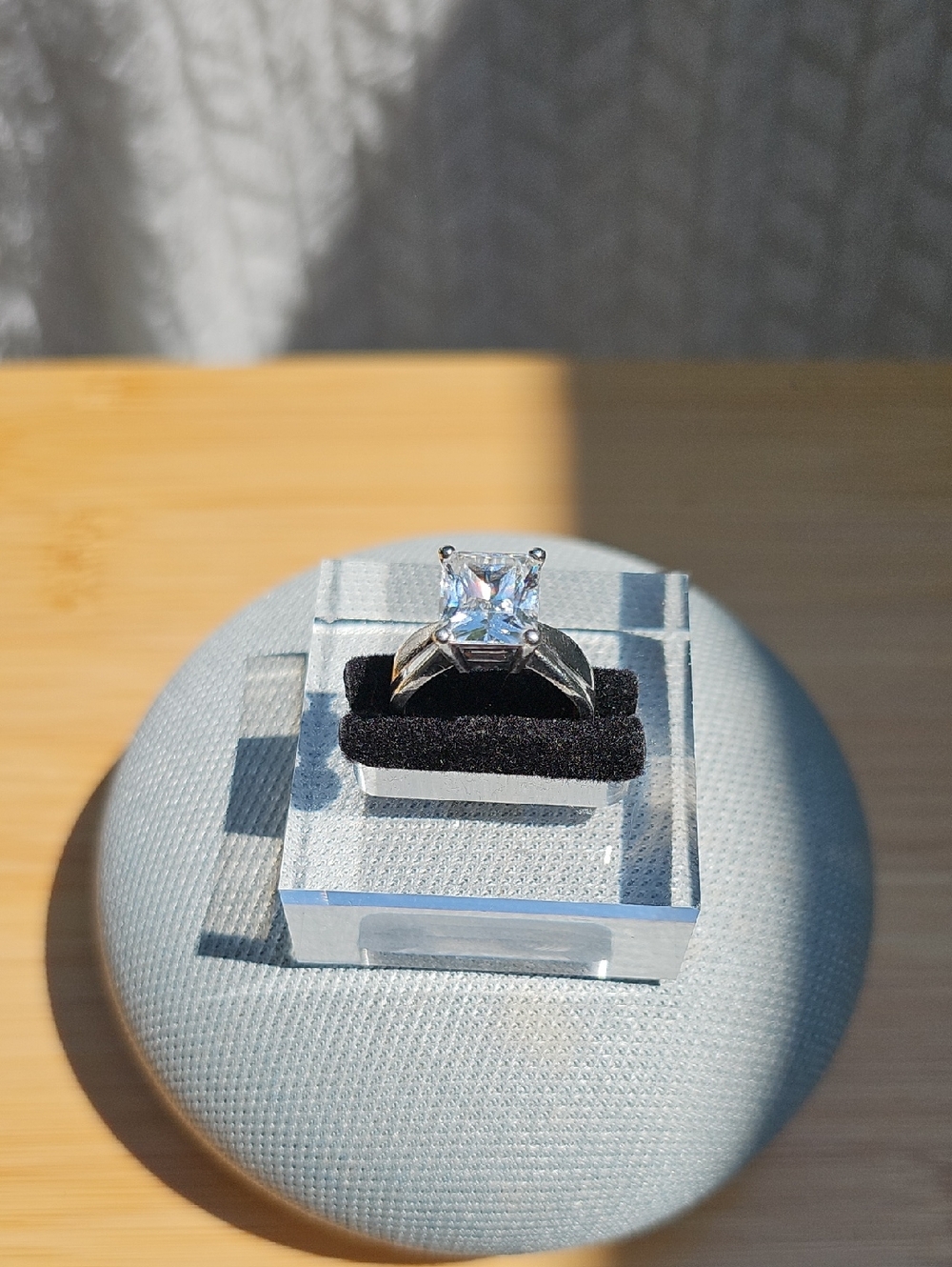 Classic Sterling Silver Solitaire Ring with Square-Cut CZ Stone
